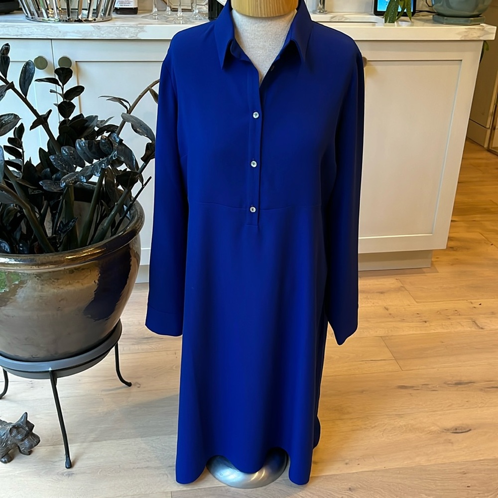 Pietro Brunelli Royal Blue Long Sleeve Shirt Dress